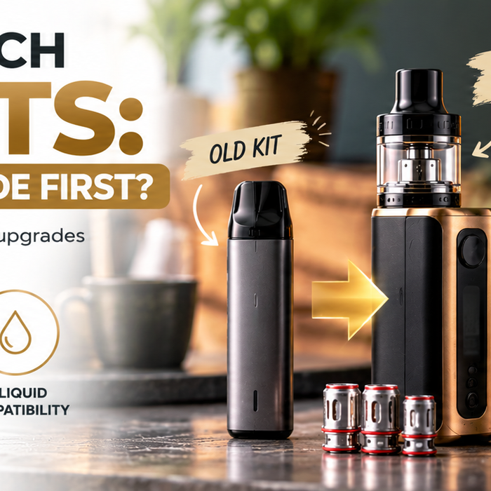 Beginner pod kit beside an upgraded pod kit for comparison