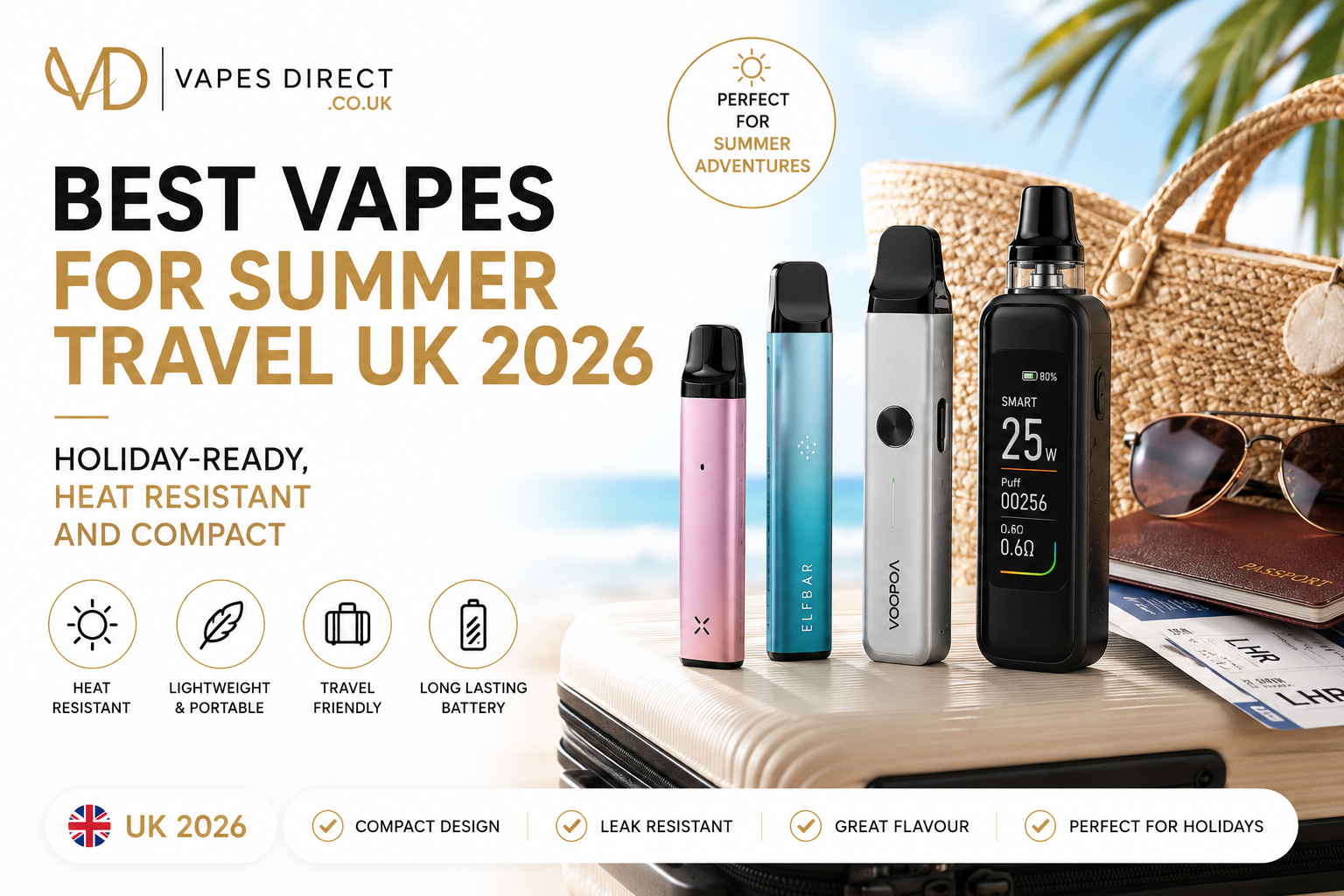 Best Vapes for Summer Travel UK 2026 Holiday-Ready, Heat Resistant and Compact