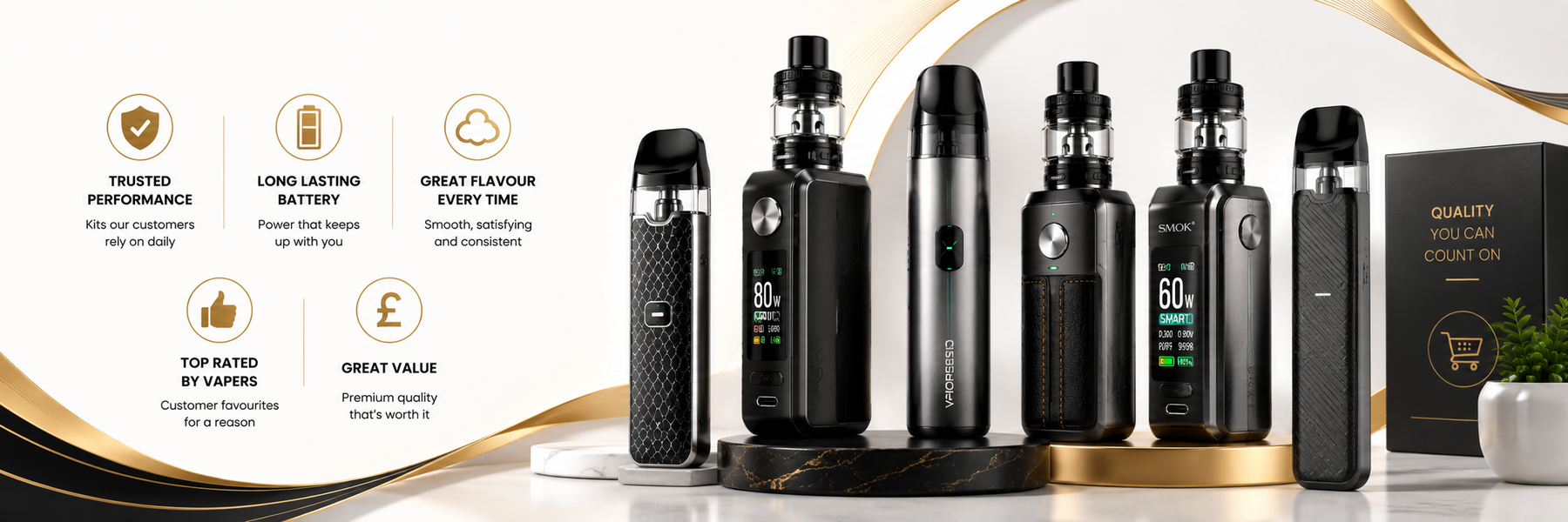 Popular refillable pod and mod-pod vape kits from trusted brands