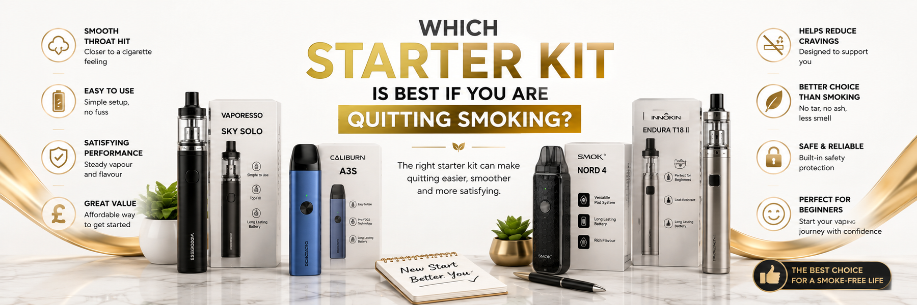 Simple MTL pod vape starter kits suited to adult smokers switching to vaping