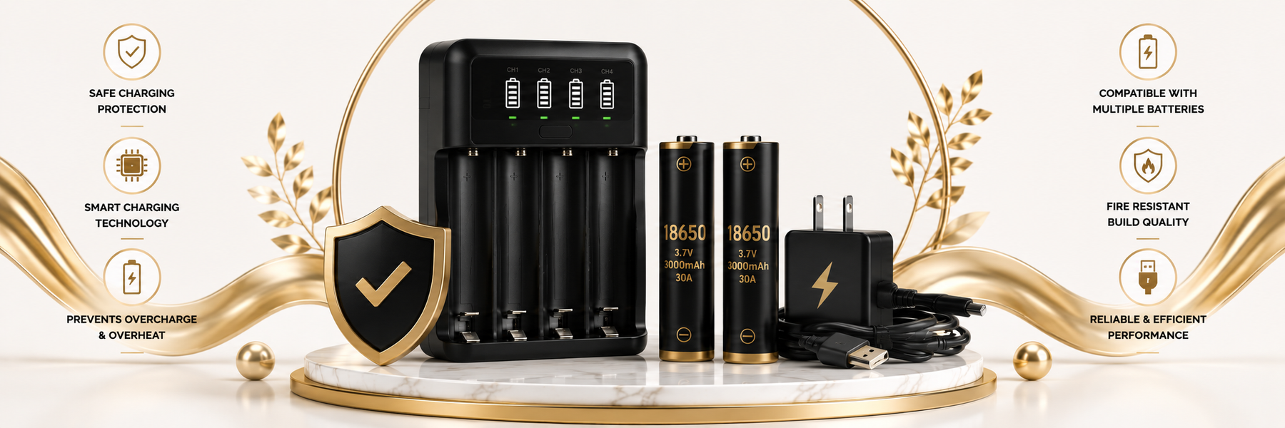 External 18650 and 21700 vape battery charger with multiple charging bays