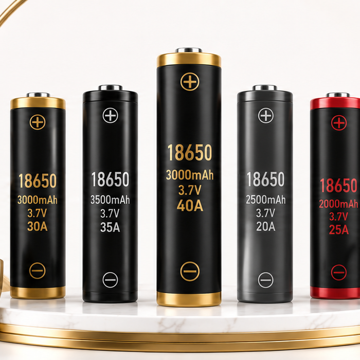 18650 and 21700 vape batteries compared beside long-lasting mod-pod kits