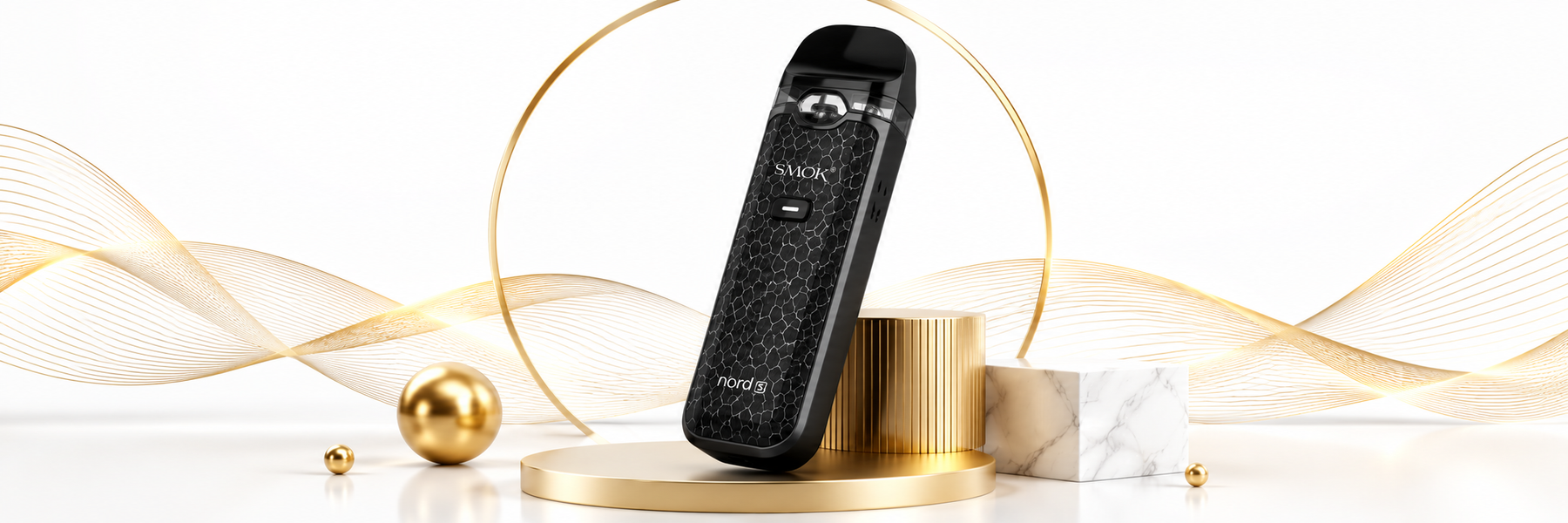 Smok Nord 5 pod vape kit shown with replacement pods and RPM coils