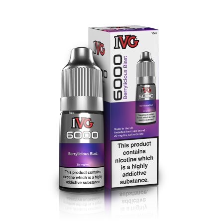 IVG 6000 10ml Bar Salts - Berrylicious Blast - Vapesdirect