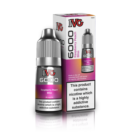 IVG 6000 10ml Bar Salts - Raspberry Peach Bliss - Vapesdirect