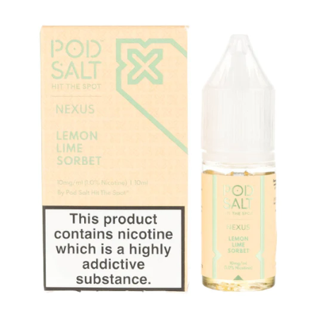 Pod Salt Nexus Lemon Lime Sorbet 10ml Nic Salt Eliquid - Vapesdirect