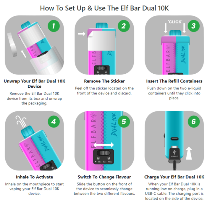 Elfbar Dual 10K Prefilled Vape Kit - Vapesdirect