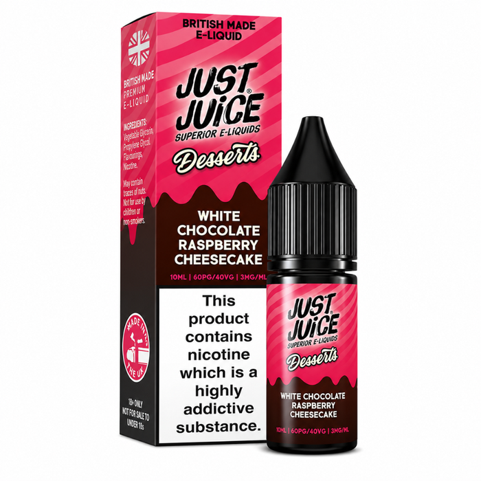 Just Juice Desserts White Chocolate Raspberry Cheesecake Nic Salt E-Liquid 10ml