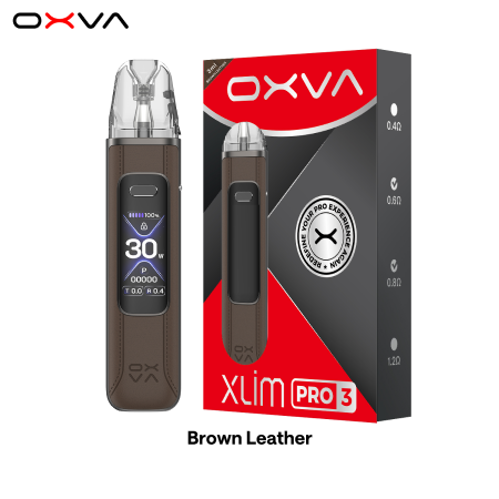 OXVA Xlim Pro 3 vaping device and packaging on a white background