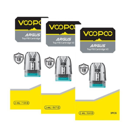 VOOPCO ARGUS top fill cartridges on a white background