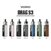 VooPoo Drag S3 vape device in various colors with brand name above on a white background