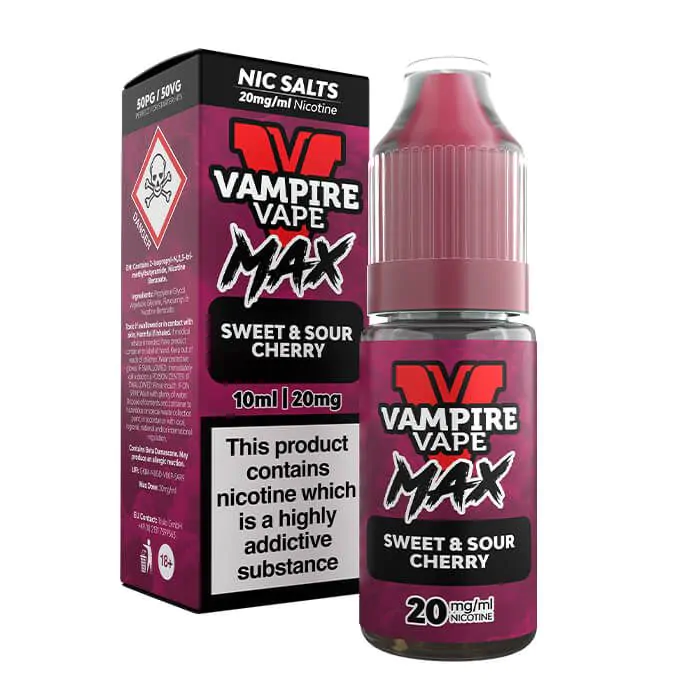 Vampire Vape Max Sweet and Sour Cherry 10ml Nic Salts - Vapesdirect