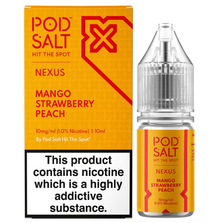 Pod Salts Nexus Mango Strawberry Peach 10ml Nic Salt Eliquid