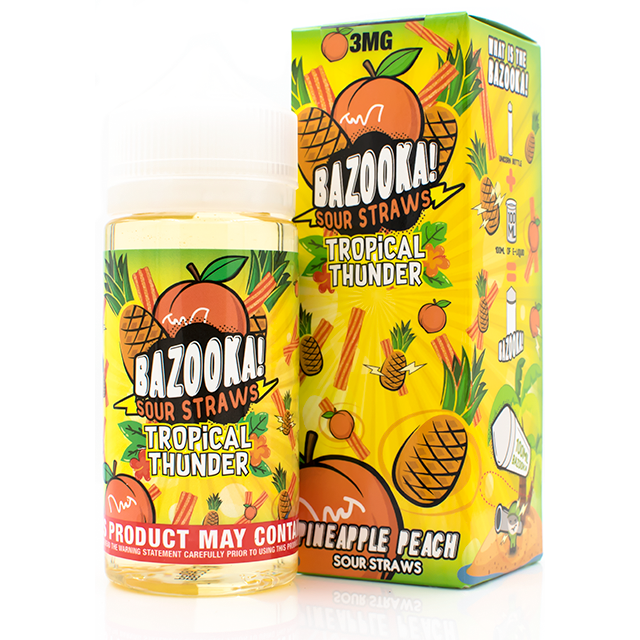 Bazooka Sour Straws Tropical Thunder Pineapple Peach - vapesdirect
